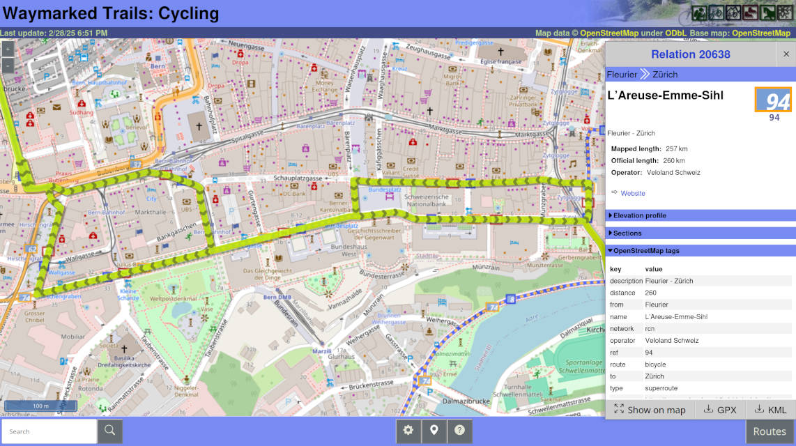 Route with forward and backward sections