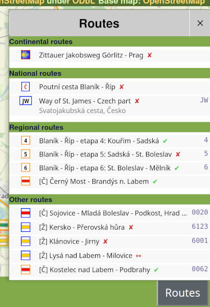 list of routes
